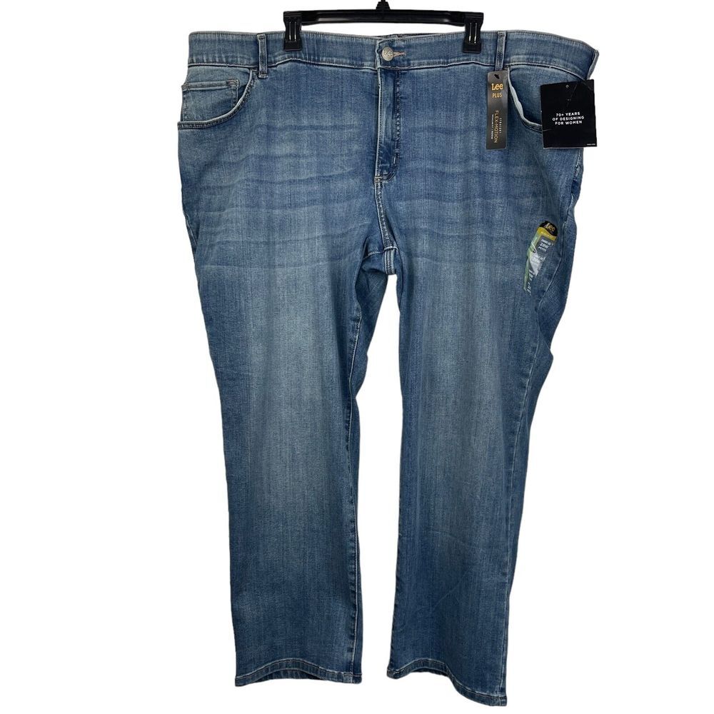 NEW Womens Lee Plus‎ Flex Motion 28W Petite Stretch Denim Blue Jeans Flex Waist